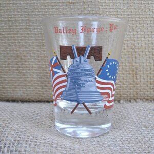 Vintage Valley Forge PA Liberty Bell & Flags Shot Glass